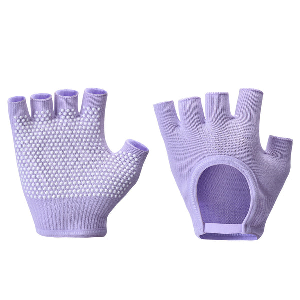 Purple 2 Pack Womens Non Slip Yoga Gloves Open Back Half Finger Cotton Stretchy Grip For Aerial Pilates And Fitness Gloves & Mittens