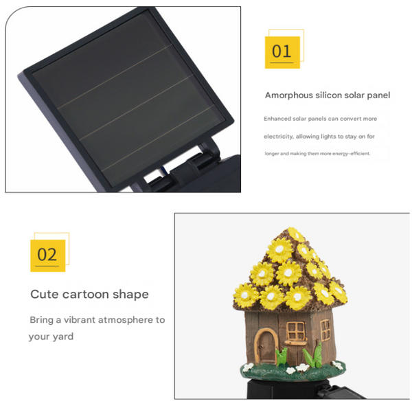 Red House Solar Powered Mushroom Garden Stake Lights Outdoor Waterproof Resin Landscape Decorative Lamps With Warm Led Glow For Patio Lawn And Yard Ga