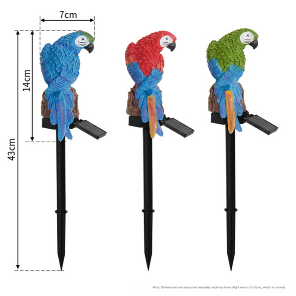 Green Solar Powered Parrot Garden Stake Lights Hand Painted Waterproof Resin Led Landscape Lamps For Outdoor Patio Lawn And Yard Decoration Garden & P