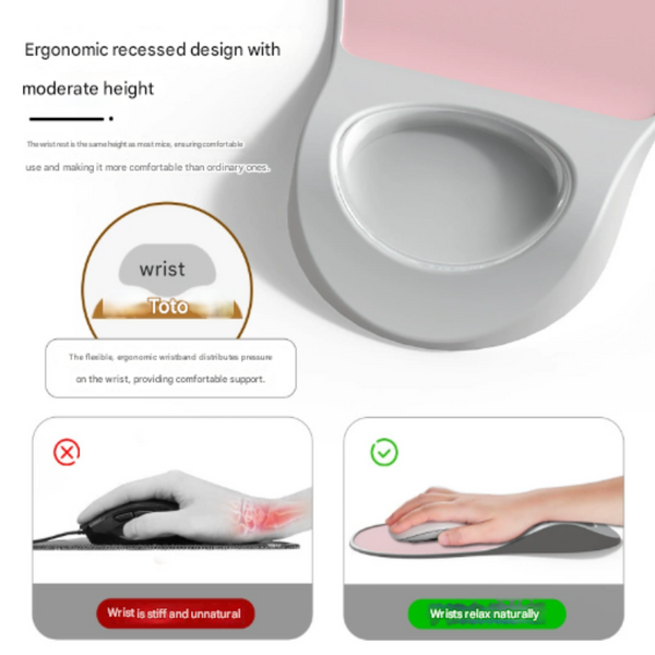 Black Ergonomic Mouse Pad With Wrist Rest Support Soft Silicone Concave Groove Design 32.5Cm Non Slip Mat For Home Office & Gaming Mouse Pads & Wrist