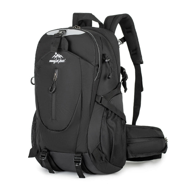 Black Professional Large Capacity Hiking Backpack Waterproof Lightweight Outdoor Trekking Rucksack With Hydration Port And Emergency Safety Whistle Ru