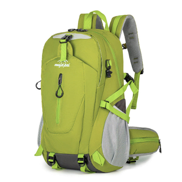 Green Professional Large Capacity Hiking Backpack Waterproof Lightweight Outdoor Trekking Rucksack With Hydration Port And Emergency Safety Whistle Ru