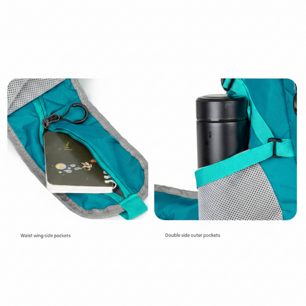 Green Professional Large Capacity Hiking Backpack Waterproof Lightweight Outdoor Trekking Rucksack With Hydration Port And Emergency Safety Whistle Ru