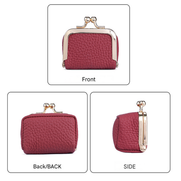 Orange Genuine Leather Mini Kiss Lock Jewelry Pouch Portable Travel Organizer For Rings Earrings Necklaces And Coins Jewellery Holders & Organisers