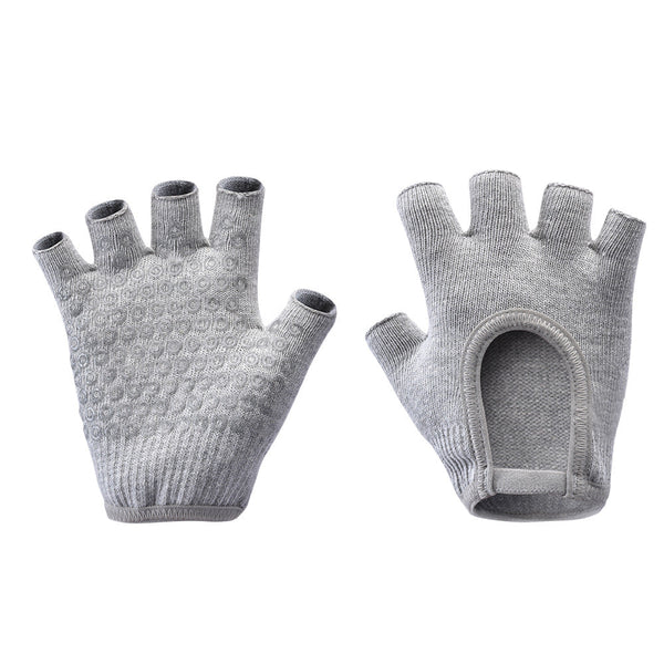 Grey 2 Pack Women's Non Slip Yoga Gloves Open Back Half Finger Cotton Stretchy Grip For Aerial Pilates And Fitness Gloves & Mittens