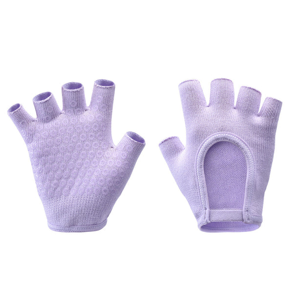 Purple 2 Pack Women's Non Slip Yoga Gloves Open Back Half Finger Cotton Stretchy Grip For Aerial Pilates And Fitness Gloves & Mittens