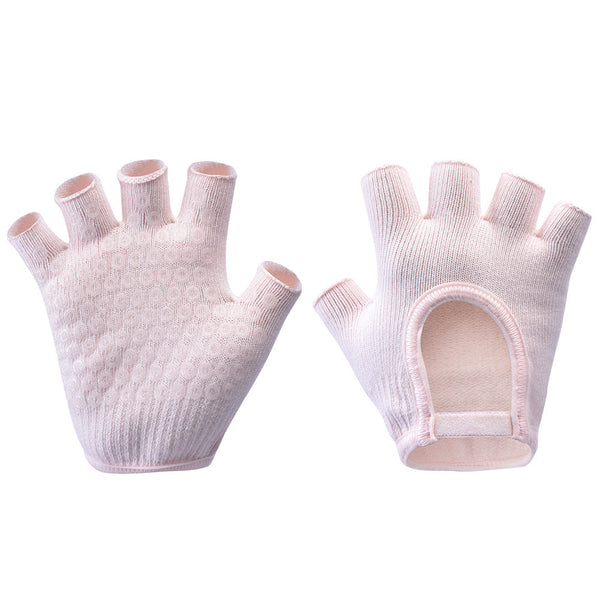 Pink 2 Pack Women's Non Slip Yoga Gloves Open Back Half Finger Cotton Stretchy Grip For Aerial Pilates And Fitness Gloves & Mittens