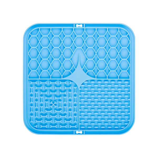 2Pcs Blue 20 X Cm Silicone Pet Lick Mat | Multi Zone Slow Feeder Pad With Suction Cups Anxiety Relief Dog & Cat Bowl Dog Feeding Mats