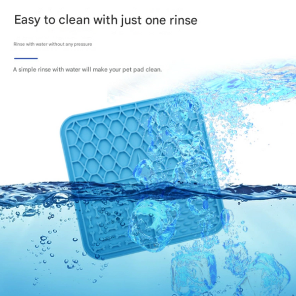 2Pcs Blue 20 X Cm Silicone Pet Lick Mat | Multi Zone Slow Feeder Pad With Suction Cups Anxiety Relief Dog & Cat Bowl Dog Feeding Mats
