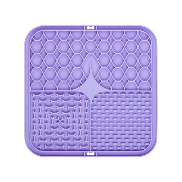 2Pcs Purple 20 X Cm Silicone Pet Lick Mat | Multi Zone Slow Feeder Pad With Suction Cups Anxiety Relief Dog & Cat Bowl Dog Feeding Mats