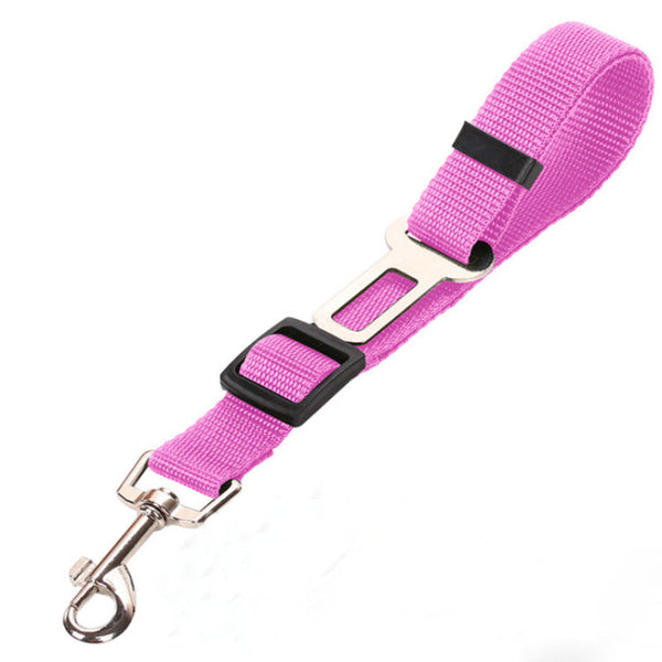 Pink 5Pcs Universal Adjustable Pet Car Safety Seat Belt | Heavy Duty Retractable Harness Restraint Anti Jump Window Clip Pet Transport
