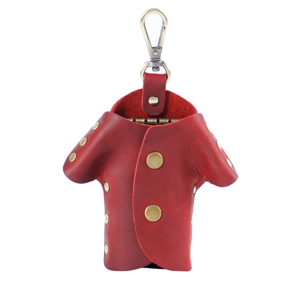 Wine Red Genuine Crazy Horse Leather Key Case Creative Jacket Shape Holder Vintage Cowhide Pouch For Car Fob & House Keys Brown Car Keys Fobs & Remote