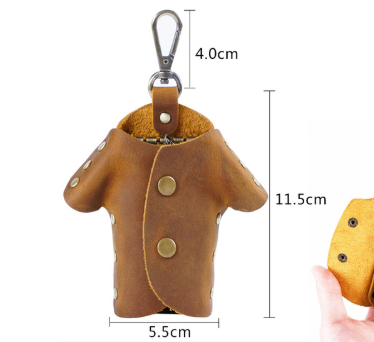 Wine Red Genuine Crazy Horse Leather Key Case Creative Jacket Shape Holder Vintage Cowhide Pouch For Car Fob & House Keys Brown Car Keys Fobs & Remote