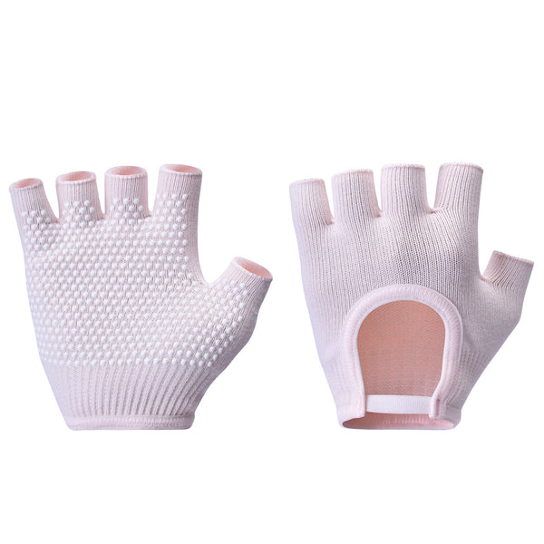 Pink 2 Pack Women's Non Slip Yoga Gloves Open Back Half Finger Cotton Stretchy Grip For Aerial Pilates And Fitness Gloves & Mittens