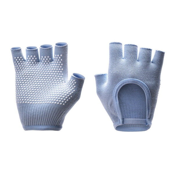 Blue 2 Pack Women's Non Slip Yoga Gloves Open Back Half Finger Cotton Stretchy Grip For Aerial Pilates And Fitness Gloves & Mittens