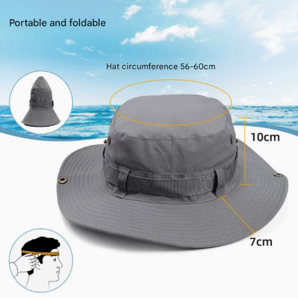 Khaki Foldable Wide Brim Sun Hat Unisex Bucket Safari Cap Adjustable 56 60Cm For Fishing Hiking Camping And Outdoor Travel Hats & Headwear