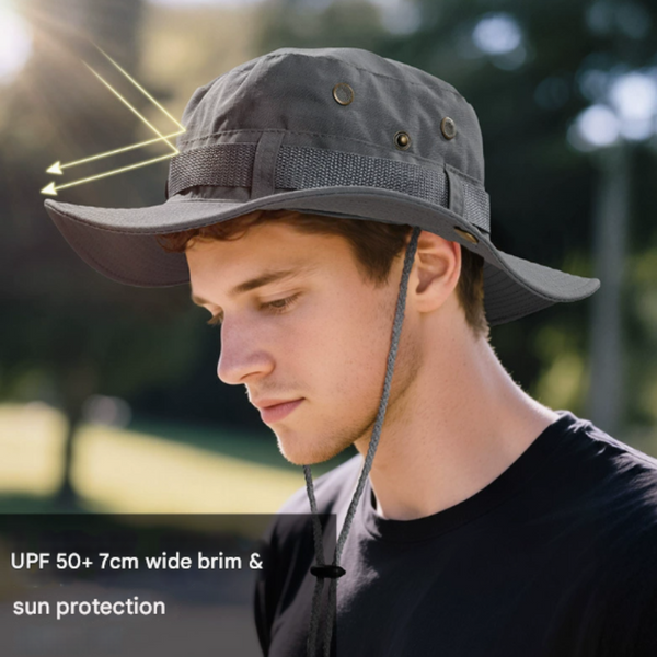 Khaki Foldable Wide Brim Sun Hat Unisex Bucket Safari Cap Adjustable 56 60Cm For Fishing Hiking Camping And Outdoor Travel Hats & Headwear
