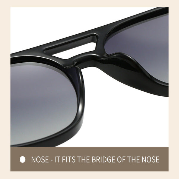 Beige Retro Double Bridge Square Frame Polarized Driving Protection Eyewear Sunglasses