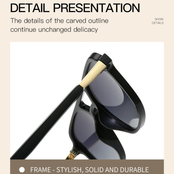 Amber Hued Tea Retro Double Bridge Square Frame Polarized Driving Protection Eyewear Sunglasses