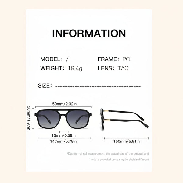 Jelly Yellow Retro Double Bridge Square Frame Polarized Driving Protection Eyewear Sunglasses