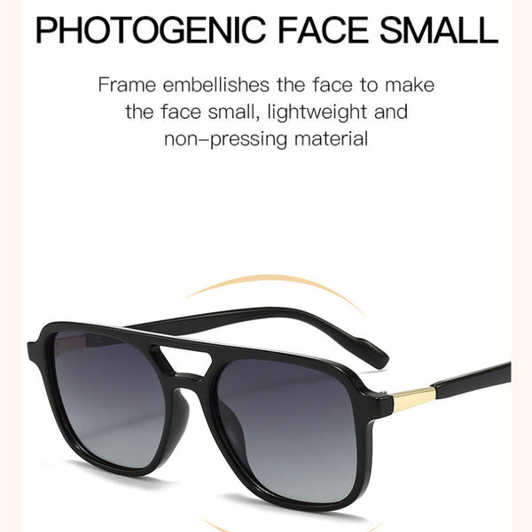 Jelly Yellow Retro Double Bridge Square Frame Polarized Driving Protection Eyewear Sunglasses