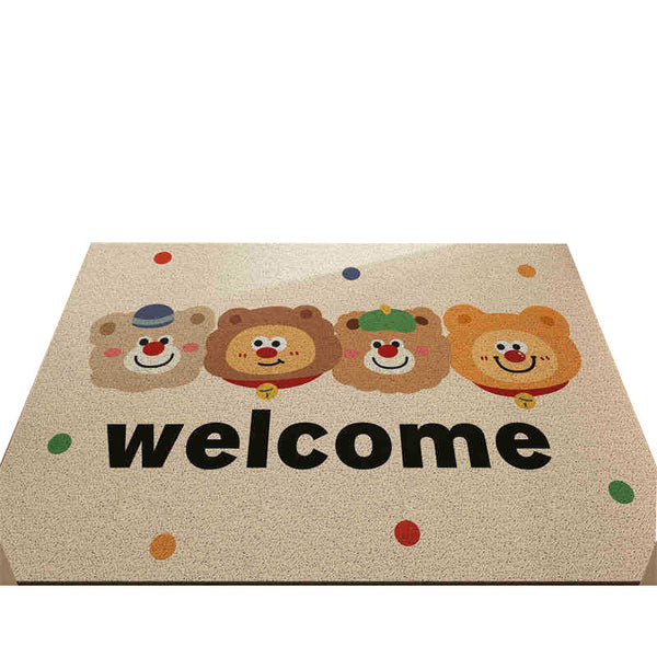 Set Of 2 Healing Bear Cartoon Pvc Coil Entrance Mats Non Slip Dirt Trapping Door 50X80cm Door Mats & Floor Mats