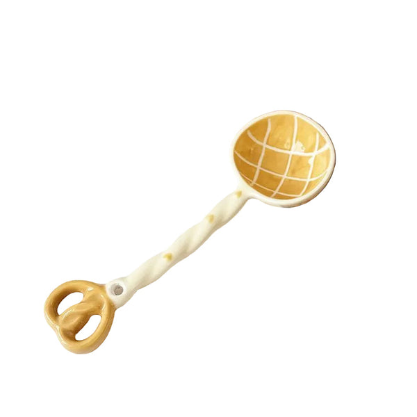Pineapple Bun Scoop Creative Hand Painted Ceramic Spoon Cute Cartoon Bakery Series Long Handle Soup High Quality Underglaze Tableware For Desserts And