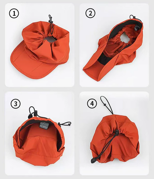 Orange Outdoor Quick Dry Sun Hat Foldable Visor Cap Uv Protection 55 58Cm Hats