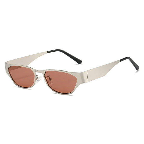 Silver Frame Pink Sheet Retro Cat Eye Metal For Women Uv Protection Stylish Streetwear Shades Sunglasses