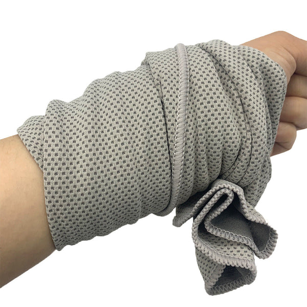 Grey 4 Piece Portable Cooling Towel Set Quick Dry Ice For Sports Travel And Heat Relief Gym Towels