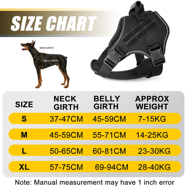 S Black Professional Tactical No Pull Dog Harness | Reflective Breathable Mesh Vest Heavy Duty Training Gear With Control Handle Harnesses