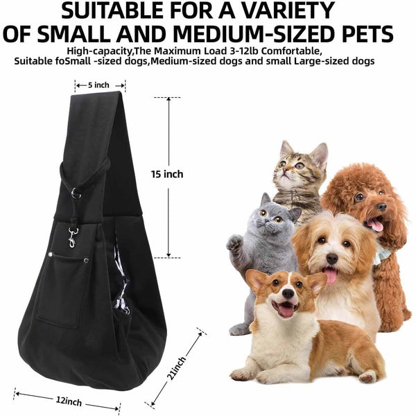 Black Pet Carrier Backpack Shoulder Sling For Small Dogs & Cats (69.85 X 59.94 39.88Cm) Breathable Outdoor Travel Bag Pet Transport