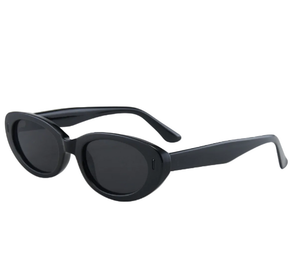 2Pcs Black Grey Retro Oval Cat Eye Chic Influencer Style Shades Sunglasses