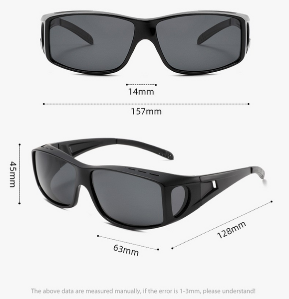 Purple 2Pcs Mens Polarized Fitover Wrap Around Driving Glasses Wear Over Prescription Eyewear Dust And Wind Protection Sunglasses