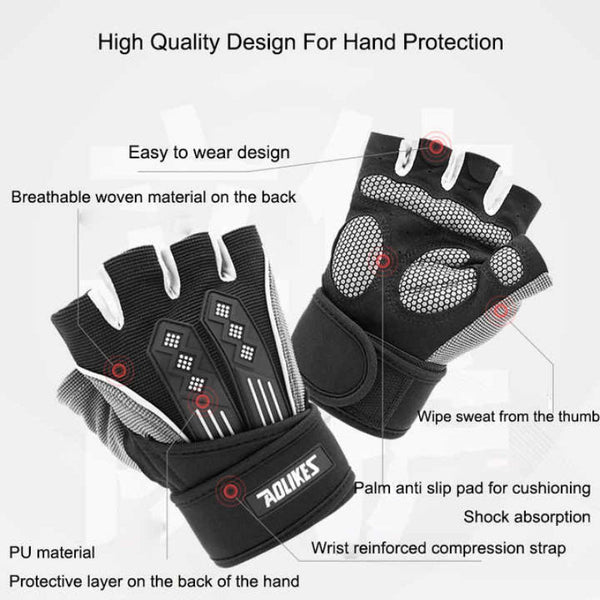 L Red Fingerless Workout Gloves With Wrist Support Non Slip Breathable Gym For Weightlifting And Cycling Gloves Straps & Hooks