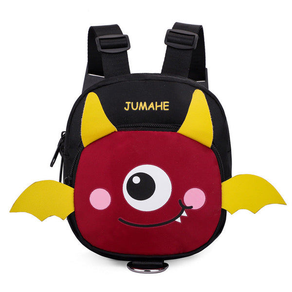 Black Cute Cartoon Monster Pet Backpack | Small Dog Self Wearing Snack Bag Adjustable Harness With Leash Attachment And Waste Dispenser Harnesses