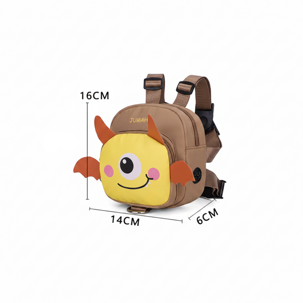 Black Cute Cartoon Monster Pet Backpack | Small Dog Self Wearing Snack Bag Adjustable Harness With Leash Attachment And Waste Dispenser Harnesses