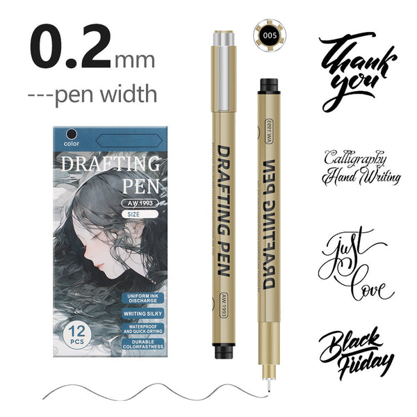 0.2Mm 24 Piece Precision Drawing Pen Set Waterproof Anime Sketching Pens For Students Assorted Tips Art Pens & Markers