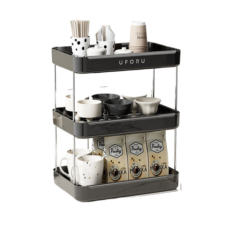 Elosung Household Three Layer Storage Rack With Drain Tray Black Racks & Holders