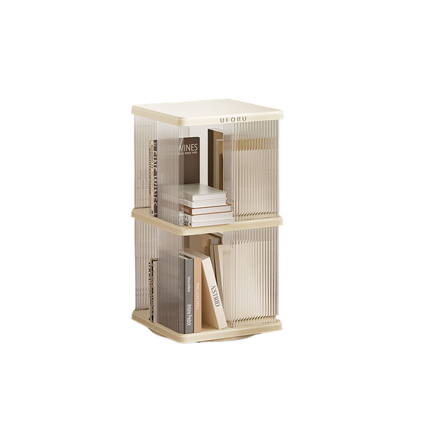 Elosung Rotating Storage Bookshelf Square 2 Layers Bookshelves