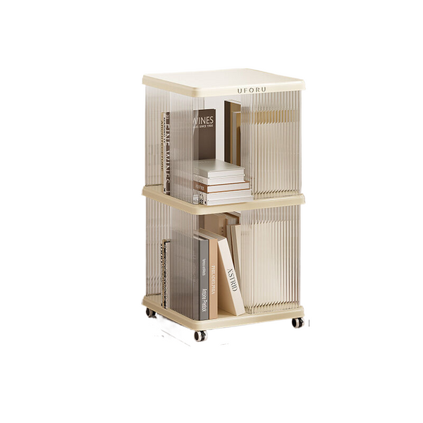 Elosung Square Two Layer Bookshelf With Swivel Wheels For Storage Bookshelves