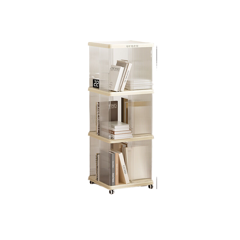 Elosung Square Three Layer Bookshelf With Swivel Wheels For Storage Bookshelves