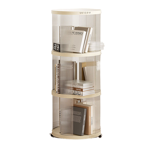 Elosung Circular Storage Bookshelf With Swivel Wheels Three Layers Bookshelves