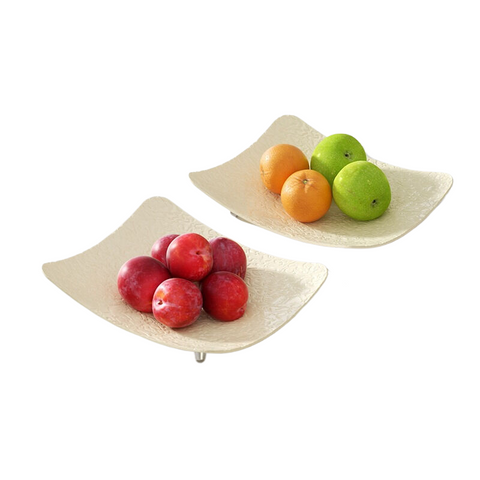 Elosung Water Ripple Tray Cream White Two Pack 24.5 * 19 5Cm Trays