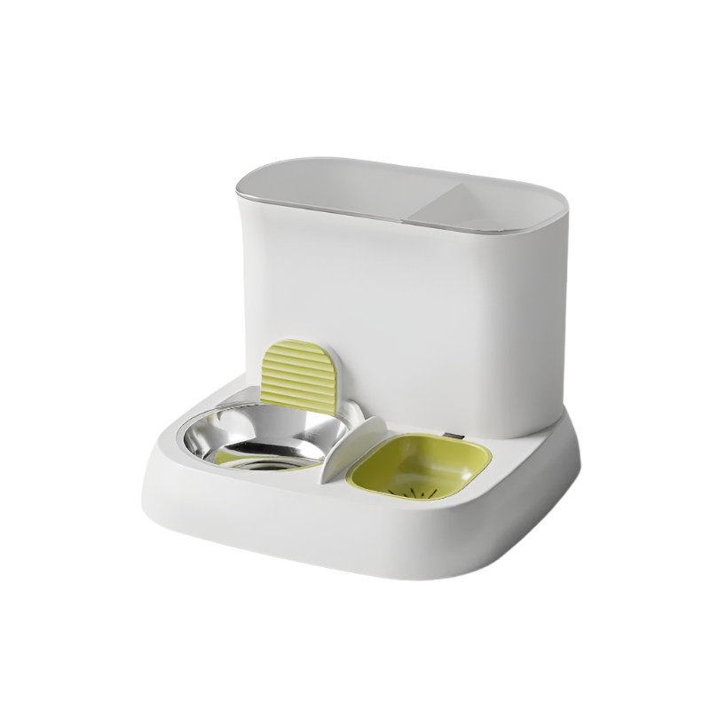 Elosung Pet Automatic Feeding Water Dispenser Stainless Steel Bowl Green 28.5 * 25Cm Dog Automatic Feeders