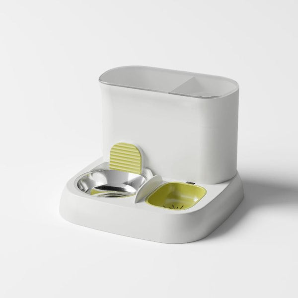 Elosung Pet Automatic Feeding Water Dispenser Stainless Steel Bowl Green 28.5 * 25Cm Dog Automatic Feeders