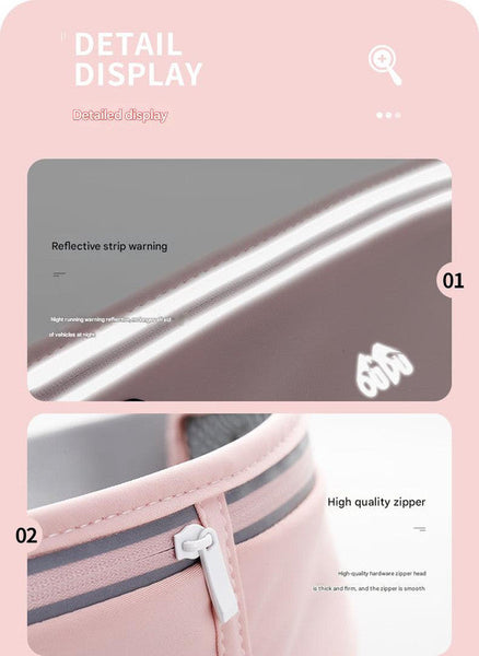 Light Purple Adjustable Running Belt Fits Large Phones Reflective Earphone Port Waist Packs & Bags