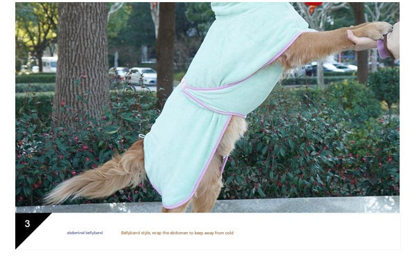 Blue Hooded Dog Bathrobe Super Absorbent Adjustable Fit Cozy Pet Towel (Size : L) Dog Clothing & Shoes