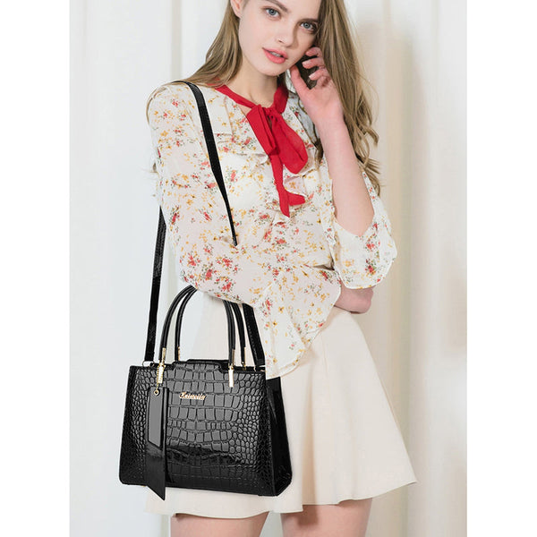 Elosung Black New Fashionable Pu Leather Large Capacity Tote Bag Versatile Commuter Handbag For Everyday Use Women's Bags & Handbags