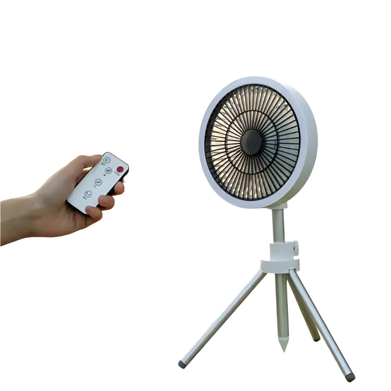 Elosung White Portable Outdoor Tripod Fan Usb Rechargeable Camping With Remote Control Folding & For Activities And Travel Portable Fans